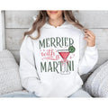 Merrier With A Martini Retro Christmas T Shirt, Funny Holiday Cocktail Sweatshirt, Vintage Xmas Party Shirt, Holiday...