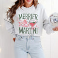 Merrier with a Martini Retro Christmas Sweatshirt, Funny Holiday Cocktail Sweater, Vintage Xmas Party Sweatshirt, Holiday...