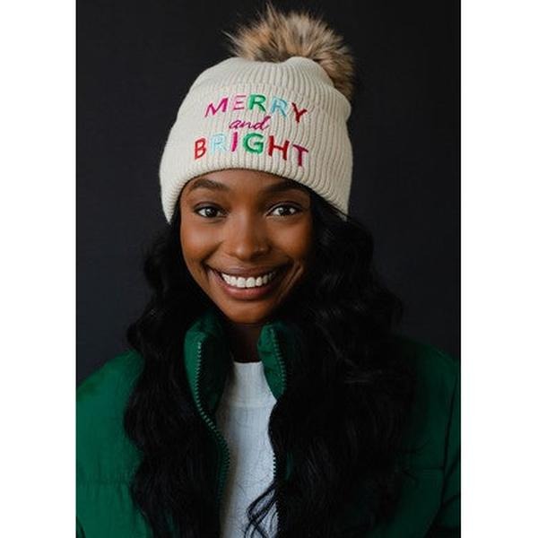 Merry & Bright Beige Beanie T-Shirts, Hoodie, Sweatshirt | GrindPrints.com