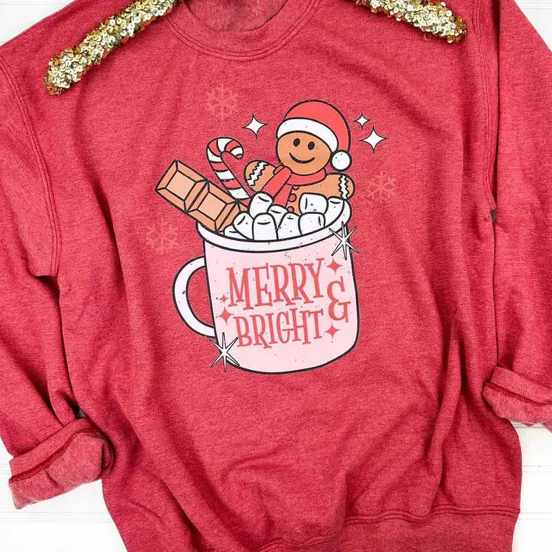 Merry & Bright Gingerbread Sweatshirt T-Shirts, Hoodie | GrindPrints.com