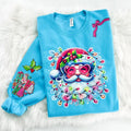 Merry & Bright Neon Santa Christmas Bows & Lights Sweatshirt or Hoodie with sleeve print Comfy Sublimation Tops Menswear...