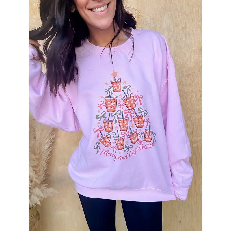 Merry & Caffeinated Graphic Top T-Shirts, Hoodie, Sweatshirt | GrindPrints.com