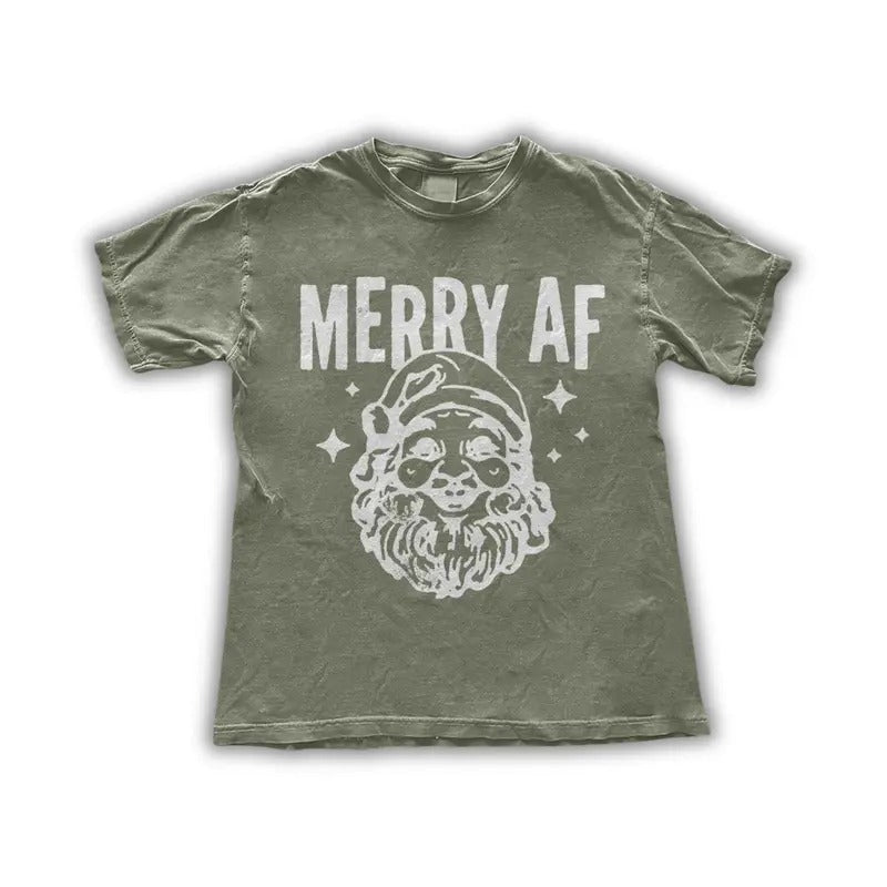 Merry AF Funny Santa Retro Humor Shirt T-Shirts, Hoodie, Sweatshirt