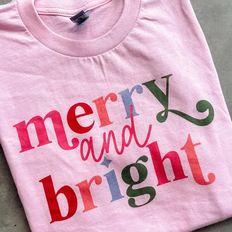 Merry And Bright Graphic Top T-Shirts, Hoodie, Sweatshirt | GrindPrints.com