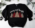 Merry And Bright Sweatshirt, Leopard Christmas Tree Hoodie, Cute Christmas Gift Sweater, Holiday Sweatshirt, Leopard...