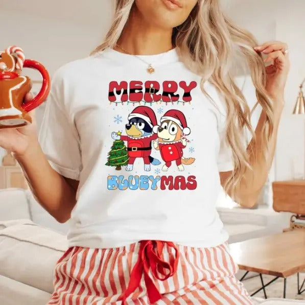Merry Blueymas T-Shirt, Christmas Family Shirt Hoodie, Sweatshirt | GrindPrints.com