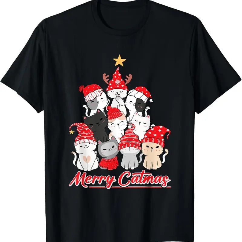 Merry Catmas Christmas Ugly Xmas Cat Lover T-Shirt Hoodie, Sweatshirt | GrindPrints.com