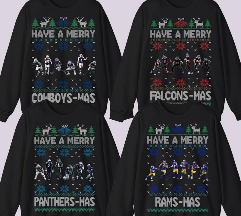 Merry All Football Teams Player Football Fans Black T-Shirts, Hoodie, Sweatshirt