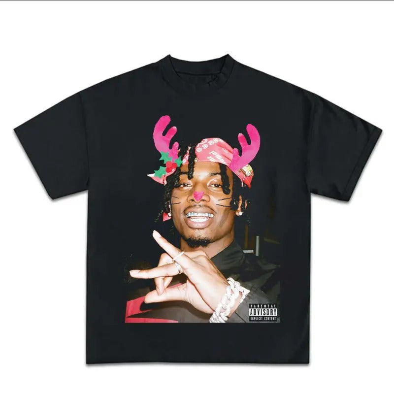 Merry Christmas Carti Graphic Rap Tee Shirt Big Face King Vamp Reindeer Cute Hoodie, Sweatshirt | GrindPrints.com