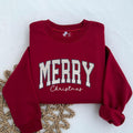 Merry Christmas Embroidered Sweatshirt, Trendy Christmas Sweatshirt, Cute Winter Shirt, Christmas Shirt for Women Hoodie