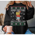 Merry Christmas Just A Chill Guy Meme Shirt, Just A Chill Guy Ugly Christmas Sweatshirt And Hoodie, Unisex Sweater...