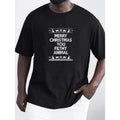 Merry Christmas Letter Pattern Men's T-shirt For Summer Outdoor, Men's Chic Crew Neck Tops Made in USA Hoodie, Sweatshirt