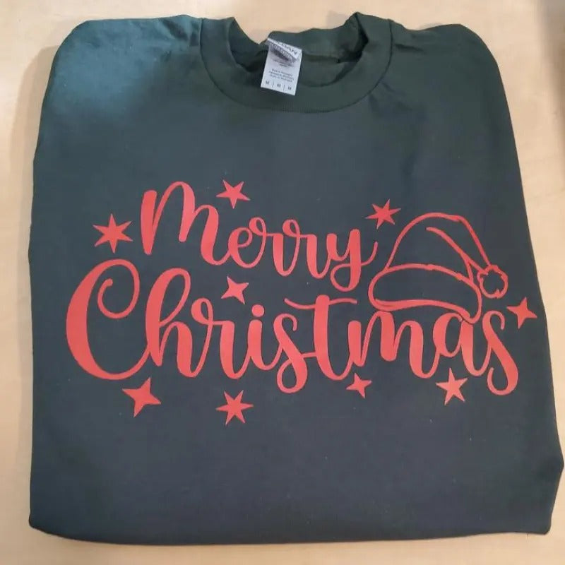 Merry Christmas Screen Print Transfer ONLY- This is NOT a T-Shirt Hoodie, Sweatshirt | GrindPrints.com