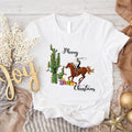 Merry Christmas Shirt, Western Christmas Party T-Shirt, Trendy Country Xmas Tee, Cowboy Gift Tee, Family Holiday Winter...