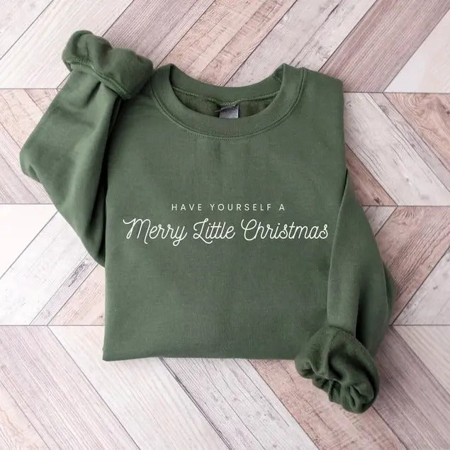 Merry Christmas Sweatshirt, Merry and Bright Christmas Hoodie, Minimal Christmas Shirt, Xmas Tee Casual Classic Cotton...