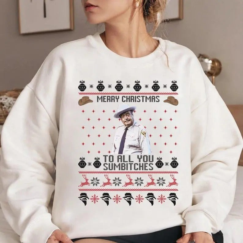 Merry Christmas To All You Sumbitches Sweatshirt, Hoodie, T-Shirt, Smokey And The Bandit Christmas Sweater, Christmas...