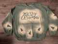 Merry Christmas with Trees Bleached Crewneck T-Shirts, Hoodie, Sweatshirt | GrindPrints.com