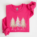 Merry Christmas, Pastel Trees, Winter, Santa, Xmas Sweatshirt, Women's Crew Neck, Crewneck T-Shirts, Hoodie | GrindPrints.com