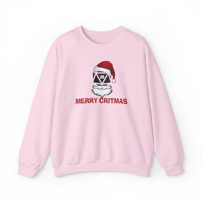 Merry Critmas Sweater, Dungeons and Dragons Christmas Sweatshirt, Christmas Sweater for DnD Fans, D20 Christmas, RPG,...