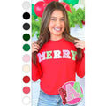 Merry Sequin Christmas Graphic Long Sleeve T-Shirt Hoodie, Sweatshirt | GrindPrints.com