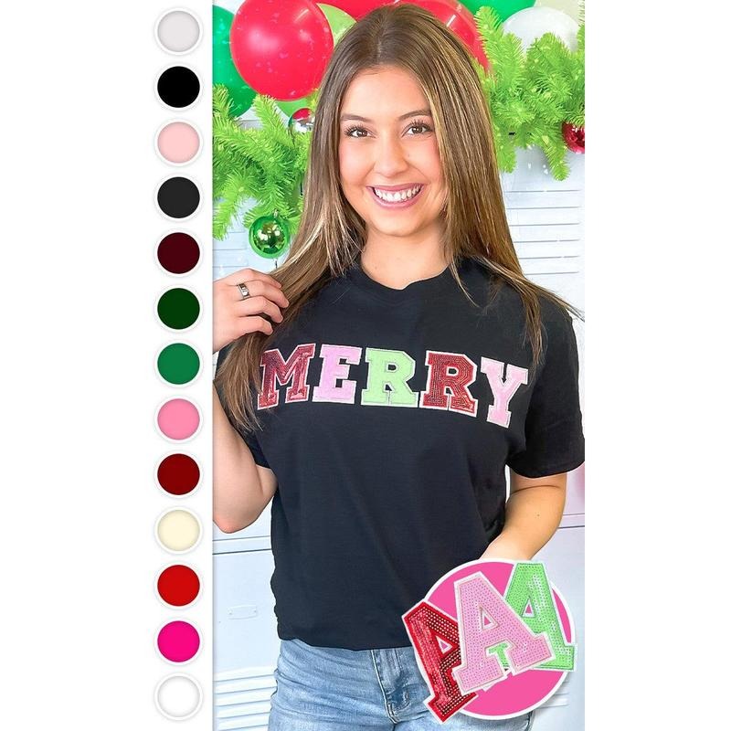 Merry Sequin Graphic T-Shirt Hoodie, Sweatshirt | GrindPrints.com