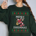 Merry Swishmas Ugly Sweatshirt, Basketball Christmas Shirt, Santa Basketball Shirt, Basketball Player Gift,Basketball Fan...