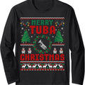 Merry Tuba Christmas Ugly Sweater Music Instrument Long Sleeve T-Shirt Hoodie, Sweatshirt | GrindPrints.com