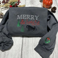 Merry and Bright Embroidered sweatshirt; Cotton Casual embroidered crewneck christmas sweatshirt T-Shirts, Hoodie