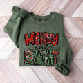 Merry and Bright Sweater, Christmas Tree Merry Bright Green and Red Patterns Unisex Cotton Sweatshirt T-Shirts, Hoodie
