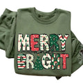 Merry and Bright Sweatshirt, Christmas Sweatshirt, Family Christmas Sweatshirt, Christmas Sweatshirts for Women, Merry...