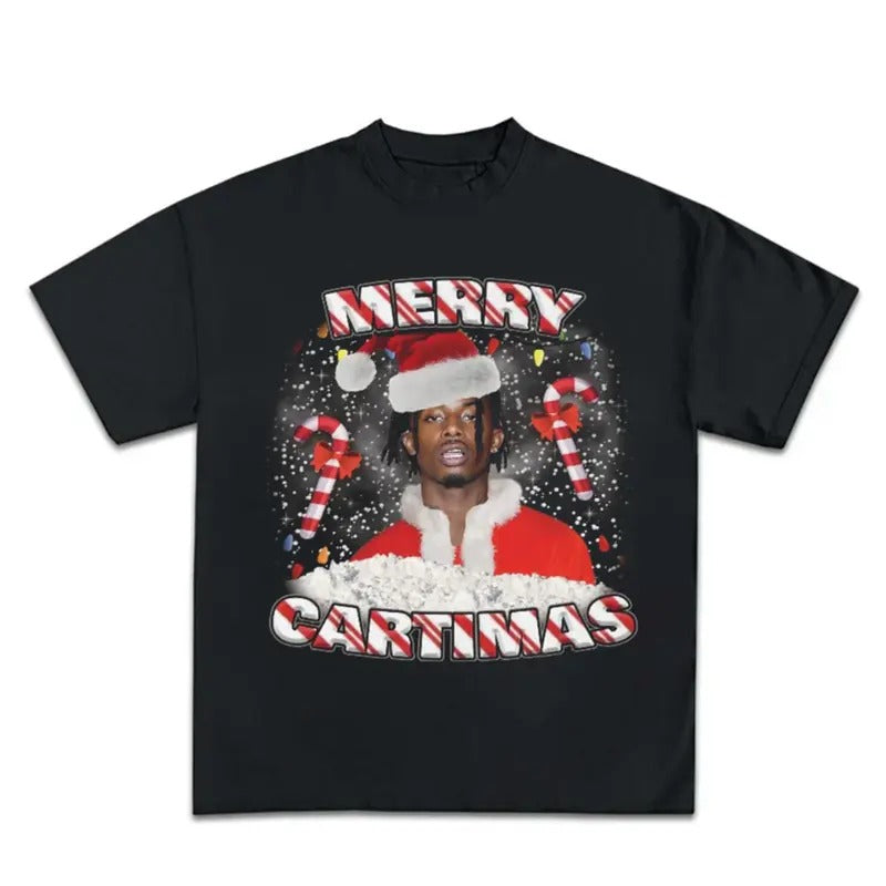 Mery Cartimas Red Winter Christmas King Carti Santa Graphic Rap Tee Shirt Streetwear Hoodie, Sweatshirt | GrindPrints.com