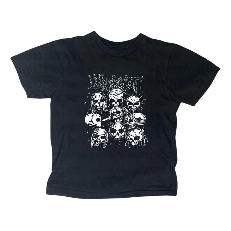 Metal Gothic Rock Band Baby Tee - Gothic Emo Girl Top - Scene Clothing 2000s - Y2k Top Women Streetwear