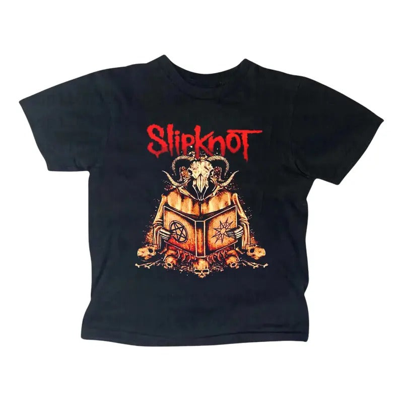 Metal Gothic Rock Band Baby Tee, Slipknot Band Baby Tee, Y2k Top Women Streetwear, Women Fitted T-Shirt, Gothic Emo Girl...