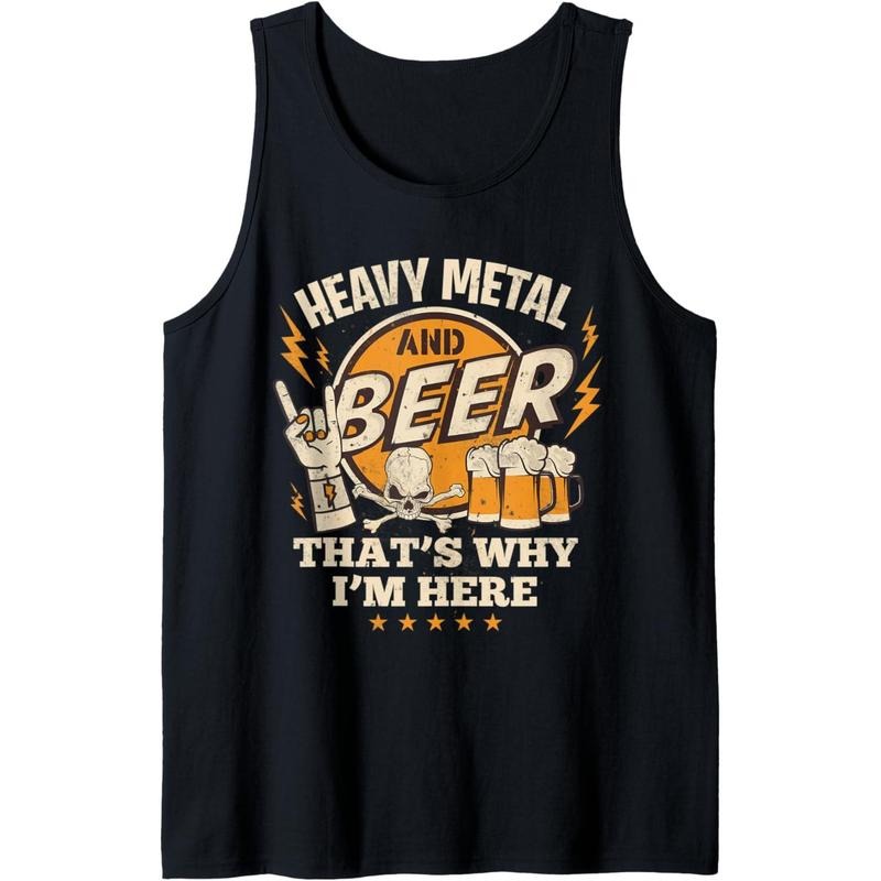 Metalhead Heavy Metal and Beer That's Why I'm Here Punk Rock Tank Top T-Shirts, Hoodie, Sweatshirt | GrindPrints.com