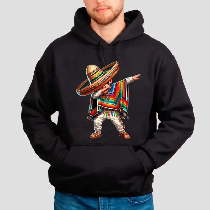 Mexican Boy Dabbing Poncho Cinco De Mayo T Shirt, Sweatshirt, Hoodie, Unisex Sweater Pullover Tee | GrindPrints.com