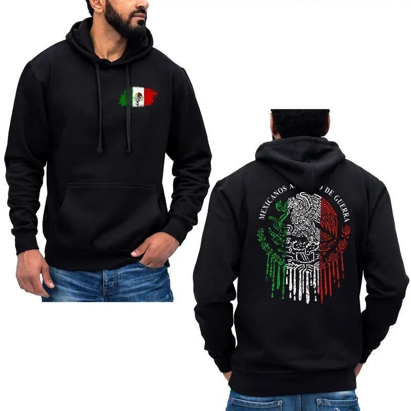 Mexicanos Al Grito De Guerra Mexican Flag Hoodie Sweatshirt Pullover Breathable Menswear T-Shirts | GrindPrints.com
