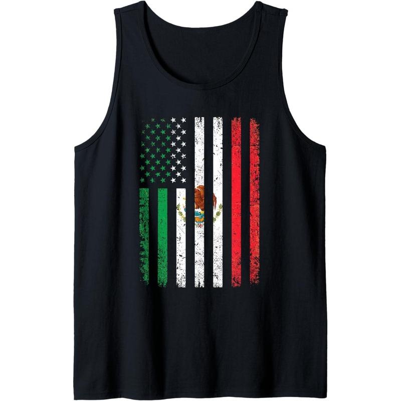 Mexico Flag Shirt Gift 4th Of July USA American Mexican Flag Tank Top made in USA Hoodie, Sweatshirt | GrindPrints.com
