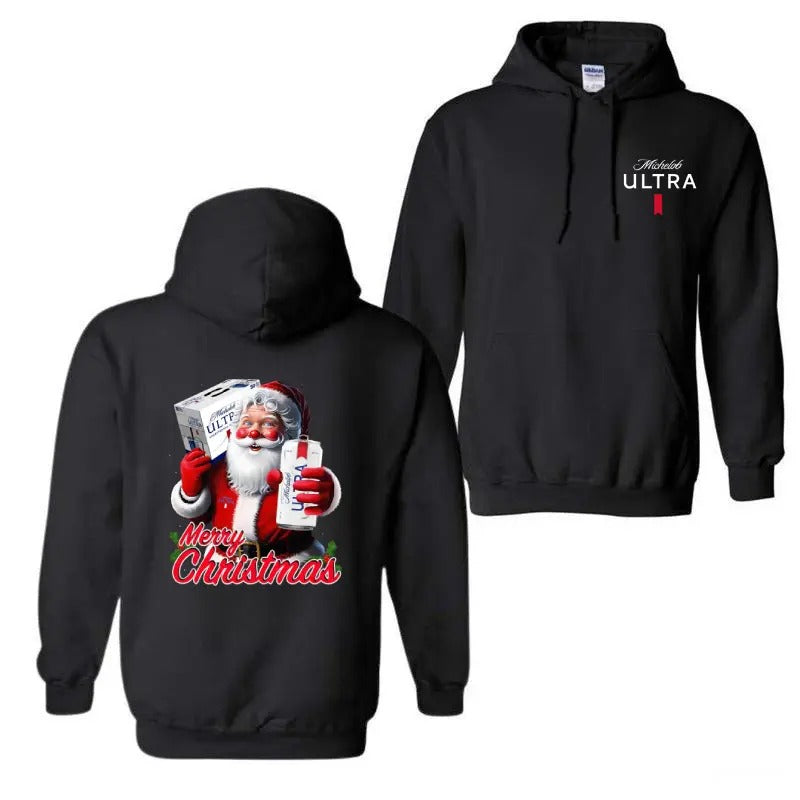 Michellob Ulltra Santa Merry Christmas Hoodie, Christmas Sweatshirt,  Santa Hoodie, Michellob Ulltra 2 Side Shirt,  For...