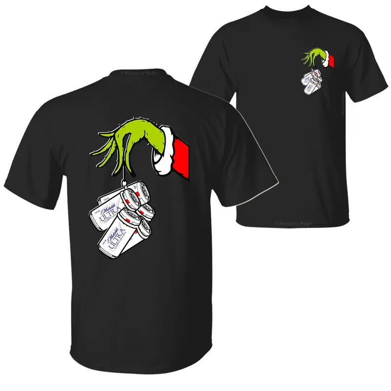 Michelob Ultra Grin Hand Green Guy Holding Michelob Ultra Beer Cans 2 Sided Printed Classic Cotton T-Shirts, Hoodie, Sweatshirt