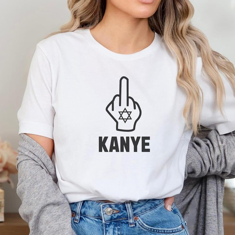 Middle Finger Kanye Shirt, F*ck Kanye Shirt, Anti Nazi Tee Hoodie, Sweatshirt | GrindPrints.com