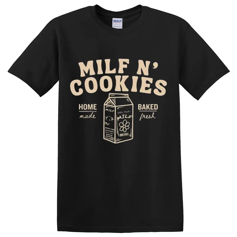 Milf n cookies Shirt stay at home milf T-shirt, Vintage 90s style top clothing, Unisex graphic Streetwear shirts Hoodie,...
