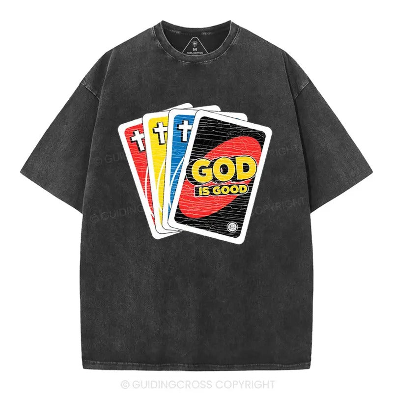 [ Mineral Wash ] 1 God Is Good Christian Washed Shirt Jesus Graphic Washed Style Shirt Hoodie, Sweatshirt | GrindPrints.com