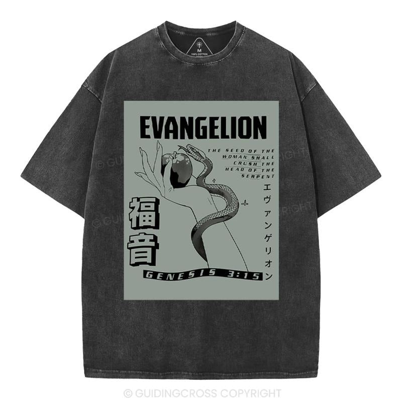 [ Mineral Wash ] Evangelion Chirstian Washed Shirt Jesus Graphic Washed Style Shirt Hoodie, Sweatshirt | GrindPrints.com