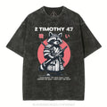 [ Mineral Wash ] Fought The Good Fight Raccoon Christian Washed Shirt Jesus Graphic Washed Style Shirt Hoodie, Sweatshirt