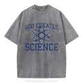 [ Mineral Wash ] God Created Science Christian Washed Shirt Jesus Graphic Washed Style Shirt Hoodie, Sweatshirt