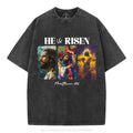 [ Mineral Wash ] He Is Risen Christian Washed TShirt Jesus Graphic Washed Style Shirt Hoodie, Sweatshirt | GrindPrints.com