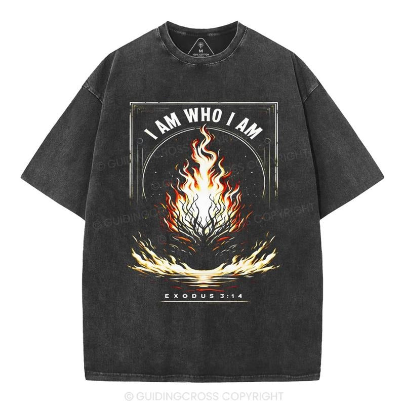 [ Mineral Wash ] I Am Who I Am Christian Washed TShirt Jesus Graphic Washed Style Shirt Hoodie, Sweatshirt | GrindPrints.com