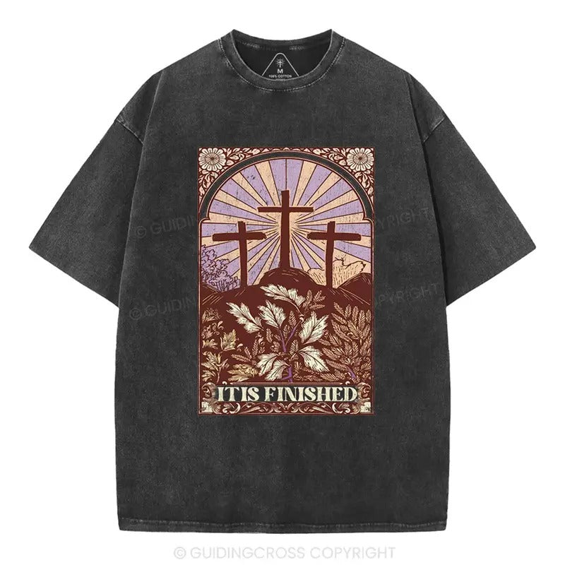 [ Mineral Wash ] It Is Finished Christian Washed Shirt Jesus Graphic Washed Style Shirt Hoodie, Sweatshirt | GrindPrints.com