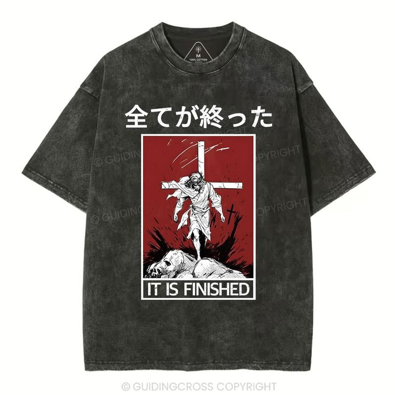[ Mineral Wash ] It Is Finished Christian Washed TShirt Jesus Graphic Washed Style Shirt Hoodie, Sweatshirt | GrindPrints.com