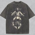 [ Mineral Wash ] Jesus Christ On Motorbike Shirt Retro Style Christian Tshirt Biker Tee Unisex Crewneck Church Apparel...